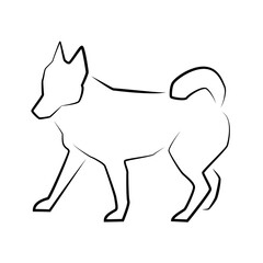Logo or icon of dog full length isolated on white.