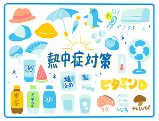 A collection of heat stroke prevention measures.