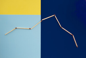 Fototapeta premium Graph of growth and fall in prices for goods and services, graph of human biorhythms, the level of energy. Growth trend