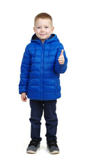 little boy wearing blue a winter jacket