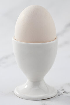  boiled egg in eggshell in egg holder