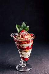Delicious dessert on a dark background.