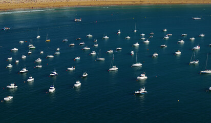 Fototapeta premium Sea water and ship yachts