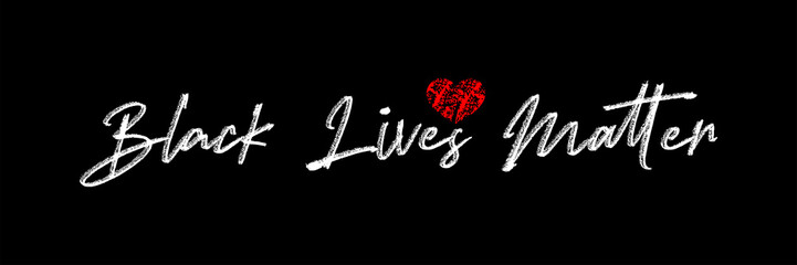 Black Lives Matter grunge rubber stamp with red heart shape on black background. 