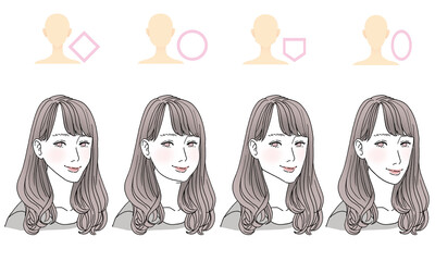 顔型別ヘアスタイルイラスト