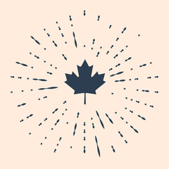 Black Canadian maple leaf icon isolated on beige background. Canada symbol maple leaf. Abstract circle random dots. Vector Illustration