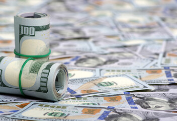  dollars in roll on money background