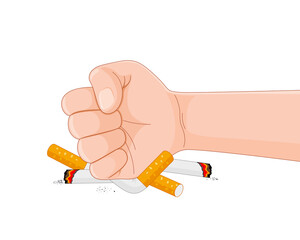 Stop smoking destroying cigarettes. Quit smoking concept. World no tobacco day. Vector illustration.