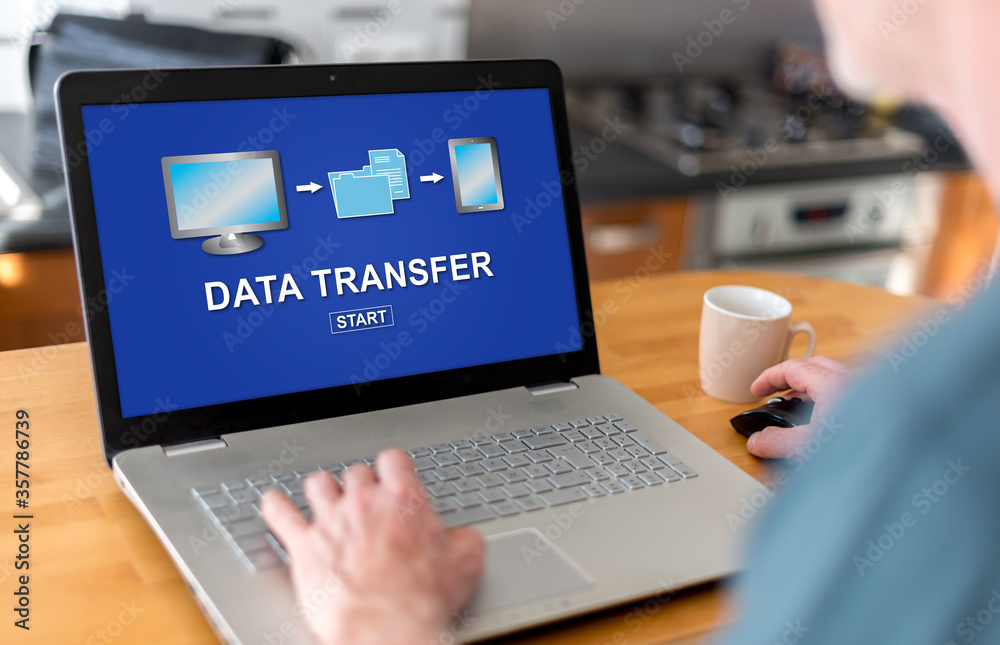 Poster data transfer concept on a laptop