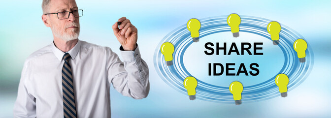 Businessman drawing share ideas concept