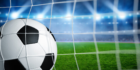 Soccer ball  goal concept on stadium