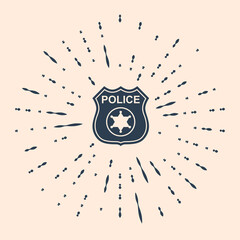 Fototapeta premium Black Police badge icon isolated on beige background. Sheriff badge sign. Abstract circle random dots. Vector Illustration