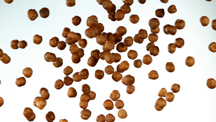Realistic freeze motion of flying hazelnuts