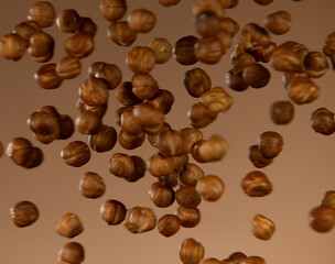 Realistic freeze motion of flying almonds