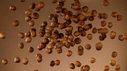 Realistic freeze motion of flying almonds