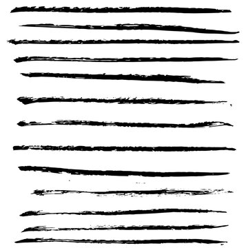 Ink black grunge stripes set. Vector illustration