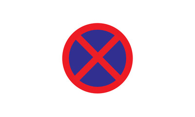 No stopping traffic sign blue and red circle vector illustration 