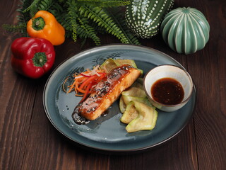 Salmon with teriyaki sauce