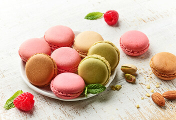 plate of various macaroons