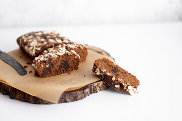Chocolate Loaf Cake with coffee cup