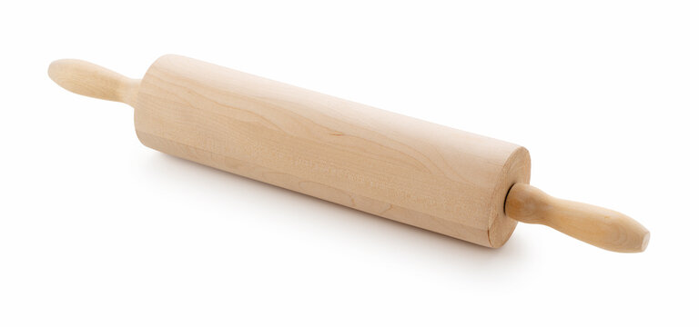 A rolling pin on a white background