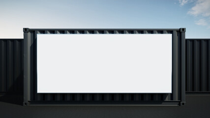 Empty billboard on container box 3d render