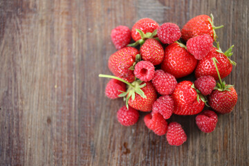 Close up view of fresh strawberries and