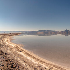 Fototapeta na wymiar Square Panorama landscape of Bonneville Salt Flats day light