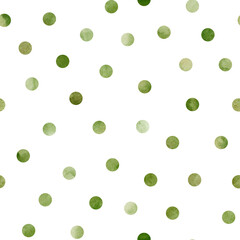 Modèle sans couture abstrait aquarelle avec forme géométrique verte. Arrière-plan esthétique à main levée à pois. Collage de gouttes rondes parfait pour le textile en tissu pour bébé, le papier d& 39 emballage, la couverture, le papier peint