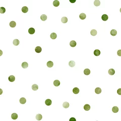 Papier Peint photo autocollant Polka dot Modèle sans couture abstrait aquarelle avec forme géométrique verte. Arrière-plan esthétique à main levée à pois. Collage de gouttes rondes parfait pour le textile en tissu pour bébé, le papier d& 39 emballage, la couverture, le papier peint