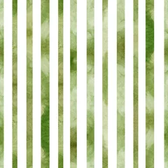 Papier Peint photo Rayures verticales Modèle sans couture abstrait aquarelle avec des lignes géométriques vertes. Fond esthétique à rayures à main levée. Collage linéaire parfait pour le tissu pour bébé, le textile, le papier d& 39 emballage, la couverture, le papier peint