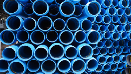 Stock of blue pipe UPVC at rack