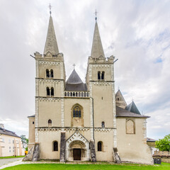 Fototapeta na wymiar View at the Towers of Cathedral of Saint Martin in Spisske Podhradie - Slovakia