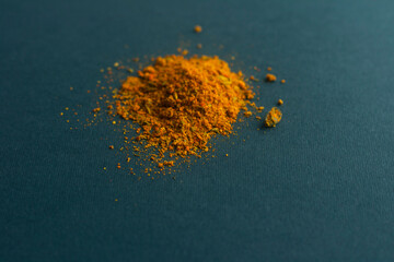 handful of bright spices on a dark background