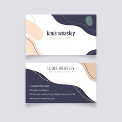 Minimalist abstract curve design gunmetal grey, beige business card template