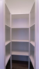 Vertical Empty interior of a walk-in wardrobe interior