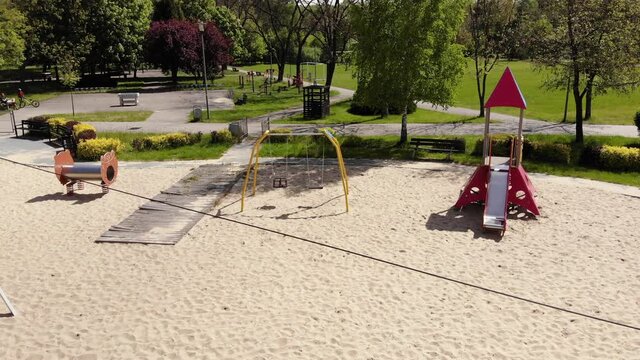 Arial view on Colorful playground.4K, UHD, Cinematic						