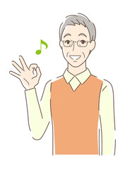 笑顔でOKサインを出す男性