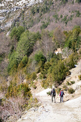 Fototapeta na wymiar Climbing La larri llanos Pineta glacial cirque Huesca Aragon Spain