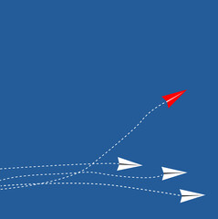 the paper plane that indicated increasing economic. business flat vector