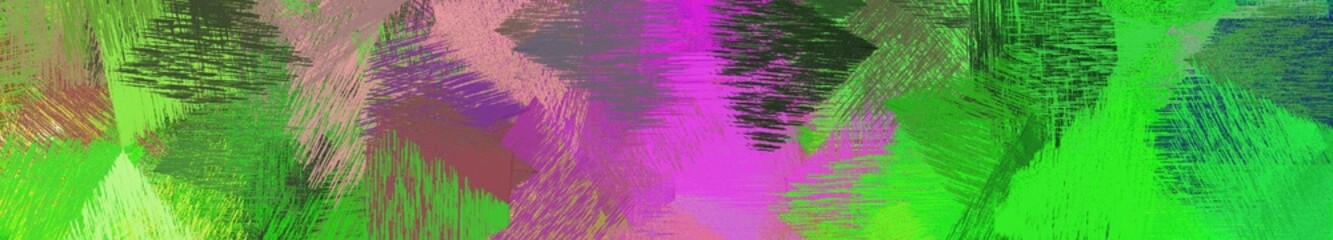 wide landscape graphic with colorful brush strokes background with dark olive green, pale violet red and forest green. can be used for wallpaper, cards, poster or banner
