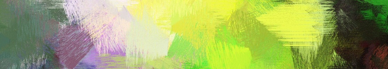 wide landscape graphic with abstract brush strokes background decoration with dark khaki, very dark green and green yellow. can be used for wallpaper, cards, poster or banner