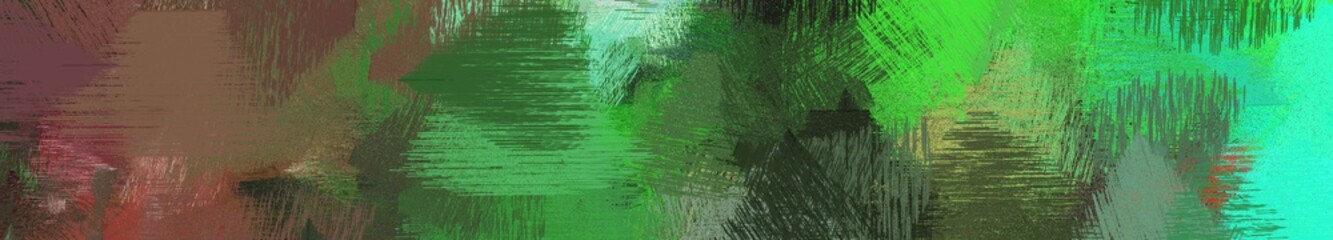 wide landscape graphic with dirty brush strokes background with dark olive green, medium sea green and pastel brown