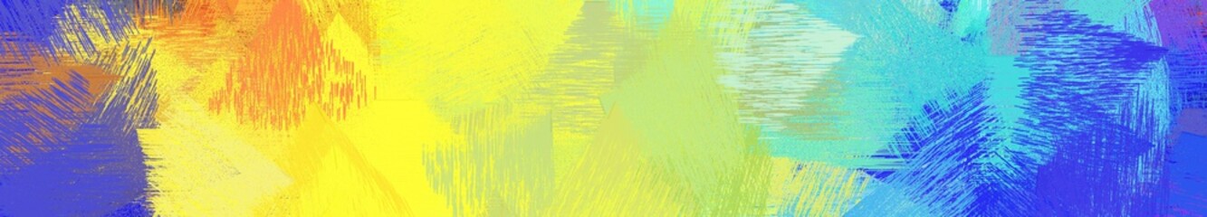 wide landscape graphic with creative brush strokes background with royal blue, pastel orange and sky blue