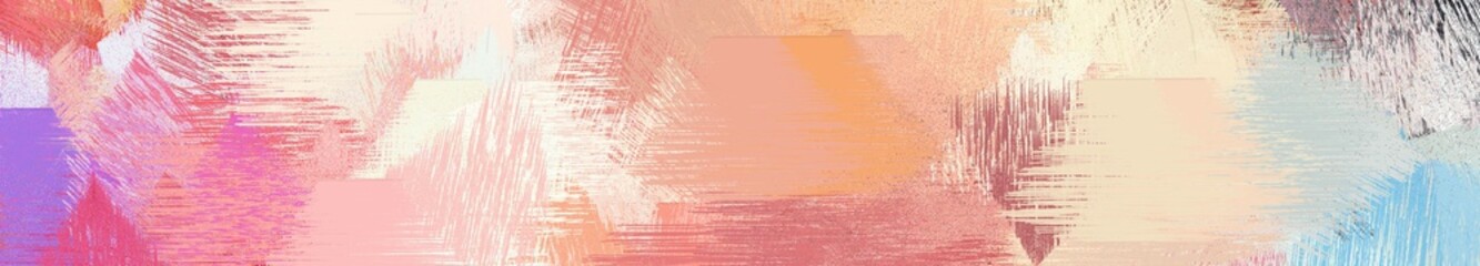 Fototapeta premium wide landscape graphic with abstract brush strokes background with baby pink, dark salmon and mulberry . can be used for wallpaper, cards, poster or banner