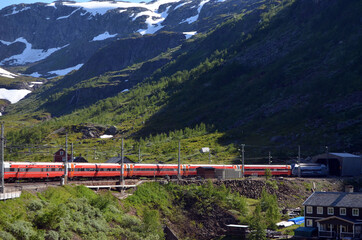 Railway travel in Norway.Views in the train. Flamsban. The Bergen - Oslo train. Norway