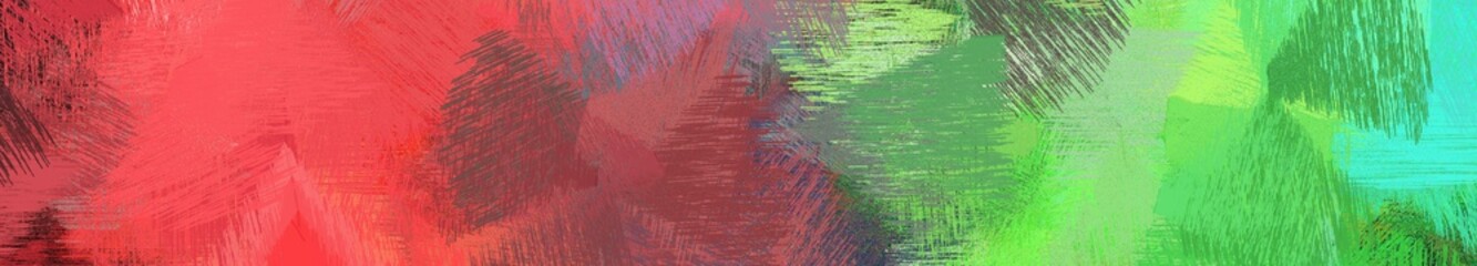 wide landscape graphic with dirty brush strokes background with moderate red, pastel green and medium sea green. can be used for wallpaper, cards, poster or banner