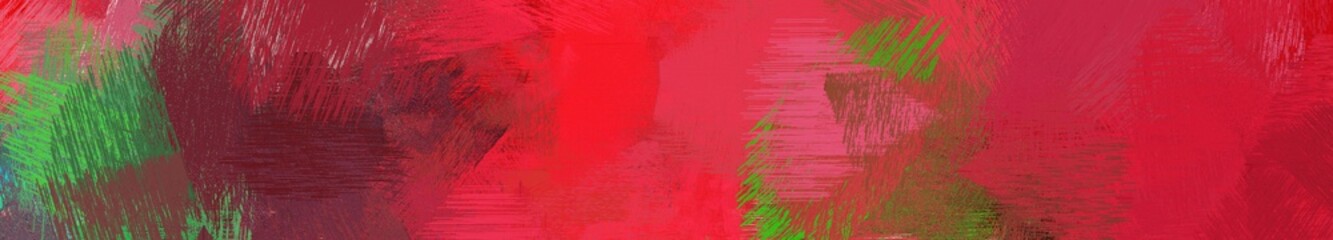 wide landscape graphic with art brush strokes background with crimson, sea green and old mauve