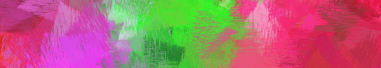 wide landscape graphic with abstract brush strokes background decoration with moderate pink, lime green and pastel green. can be used for background, canvas or poster