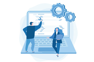 Services. Computer troubleshooting, Vector illustration for web banner, infographics, mobile. 